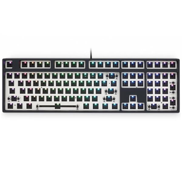 

keyboards gk108 gk108s dual mode swappable 100% custom mechanical keyboard kit support rgb switch led type c software balck white case