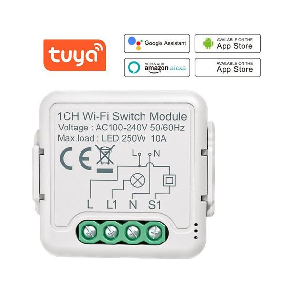 

smart home control 2 way tuya switch wifi light mini dual-control concealed on-off device wireless remote/voice