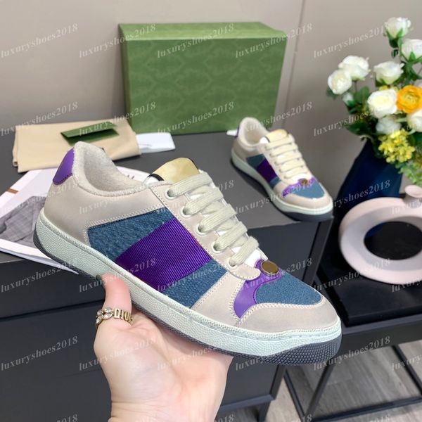 

classic mens womens fur leather casual shoes sneaker embroidery trainers red blue stripe lover sneakers chaussures 35-45, Black
