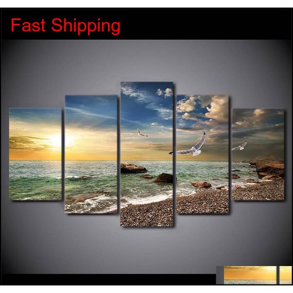 

5 piece wall art canvas sunset sea wall art picture canvas oil painting home decor wall pictures for liv qylbtt homes2007