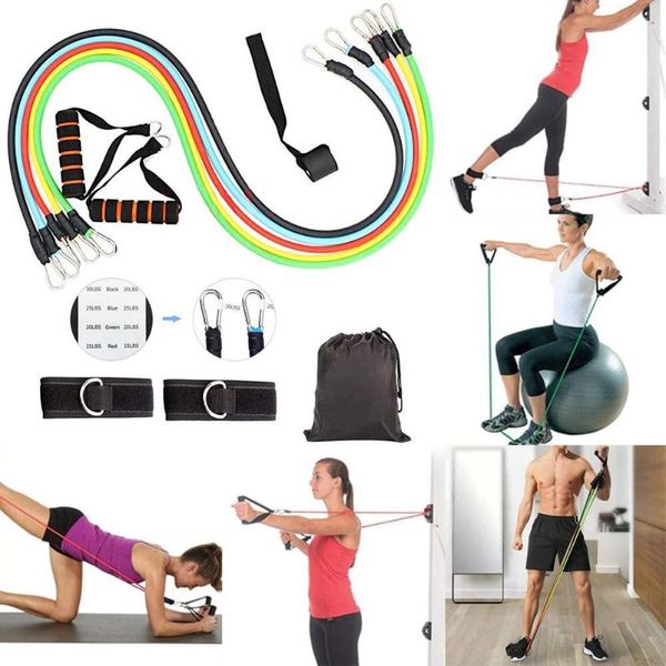 

11pcs/set fitness training exercise yoga pull rope home elastic resistance band