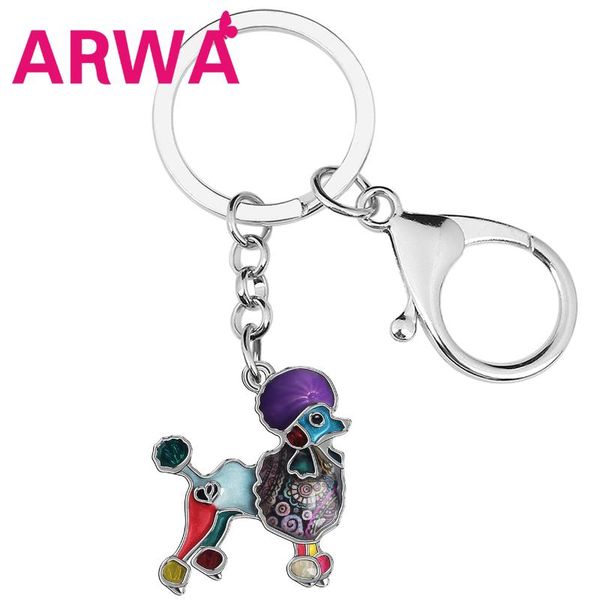 

keychains arwa enamel alloy floral sweet hairy poodle dog fashion key chain ring pets jewelry for women teens girl charm gift, Silver