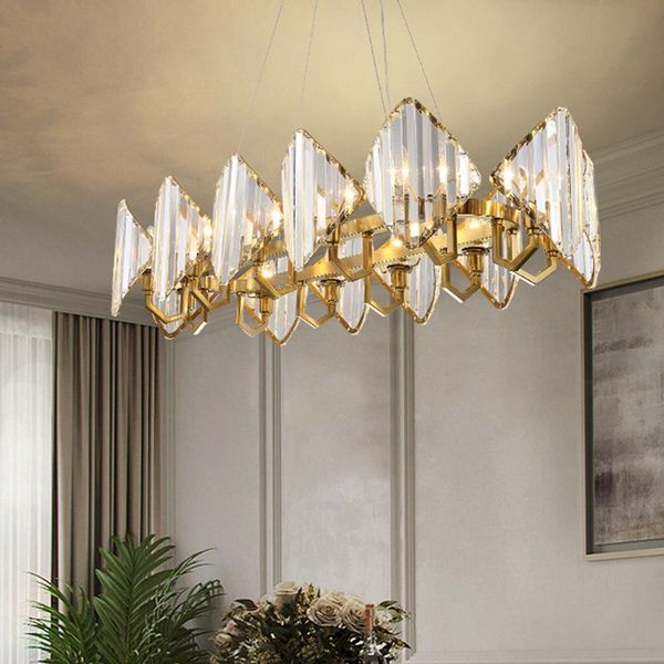 

chandeliers modern rectangle chandelier led indoor lighting shield crystal round for living room creative hanging lamp