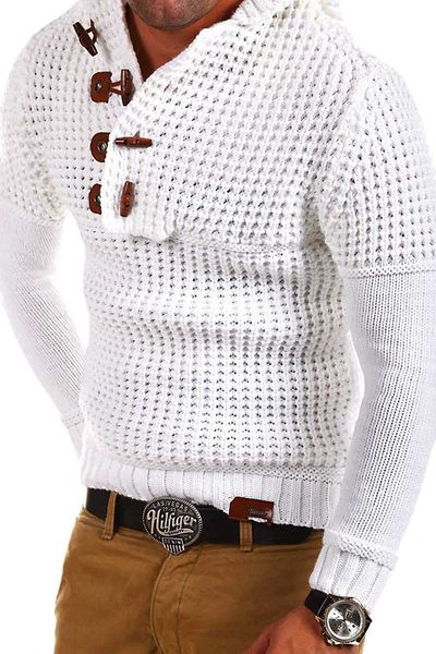 

fashionable mens winter 3xl sweater new thick pullovers big size warm hooded sweaters punk style button sweaters men sweater, White;black