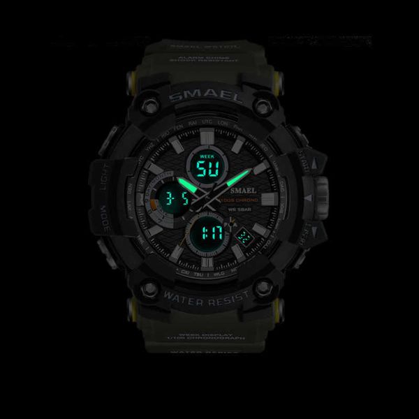 SMAEL спортивные часы военные двойные дневные часы цифровые светодиодные часы мужские 1802D водонепроницаемые наручные часы мужские часы спортивные Shoock Shoock Q0524