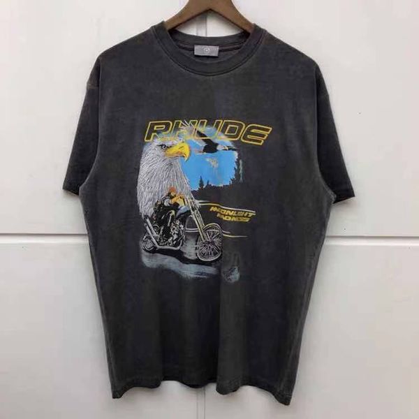 

new rhude t camisa guia impresso lavada do vintage antigo camiseta superior 2021 estilo de vero das mulheres dos homens mangas curtas vukx, Black