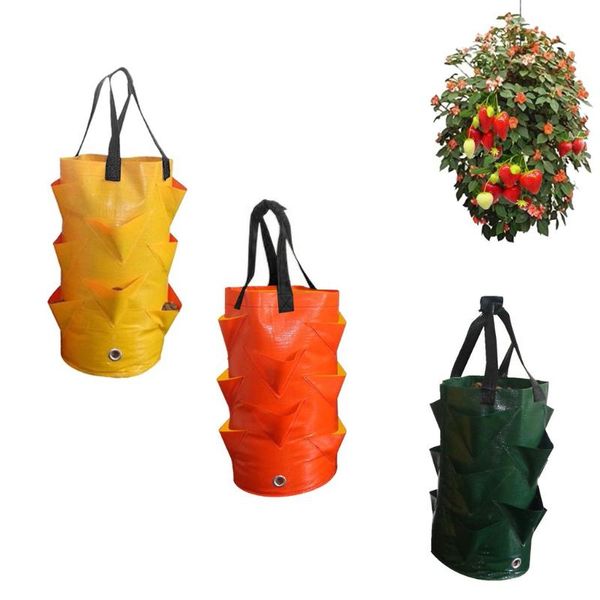 

strawberry planting growing bag multi-mouth container bags grow planter pouch root plant pot garden supplies #43 planters & pots