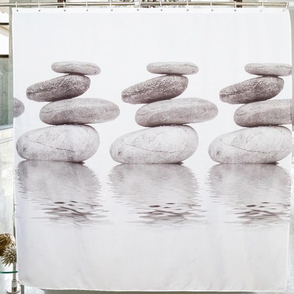 

shower curtains curtain with 12 hooks and heavy weighted hem 180*180cm water-repellent mildew resistant grey cobble