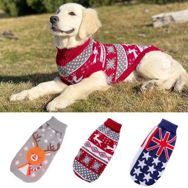 

christmas new year meduim big dog sweater winter warm pet clothes for large dogs pitbull hound pullovers ropa perro grande