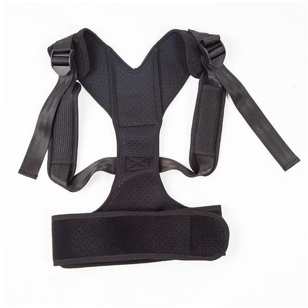 

back support adjustable corset posture corrector therapy shoulder lumbar brace spine belt correction for men women1, Black;blue