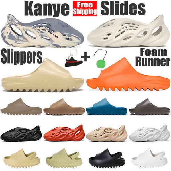 

kanye slide shoes foam runner slippers men women platform sandals sneakers orange ararat khaki desert sand resin kid child slide slipper zly, Black