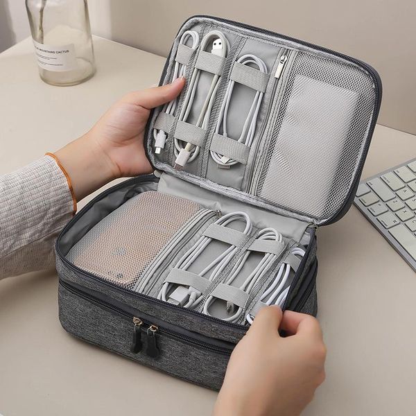 

storage bags double layer jelly comb electronic accessories cable organizer bag, travel bag for cables, lapcharger, mouse
