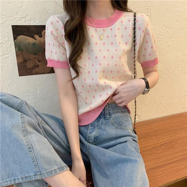 

women's sweaters korean style women o neck short sleeve patchwork knitting thin sweater pullovers summer knitwear female color contrast, White;black