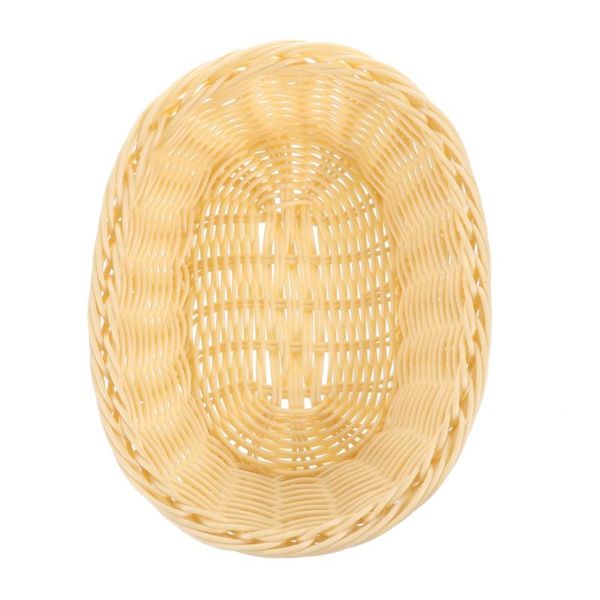 

storage baskets 1pc rattan woven container candy basket plate snack tray (yellow)