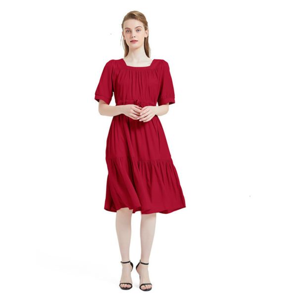 

summer solid color square wind neck short new sleeve waist tie up dress big swing skirt, Black;gray