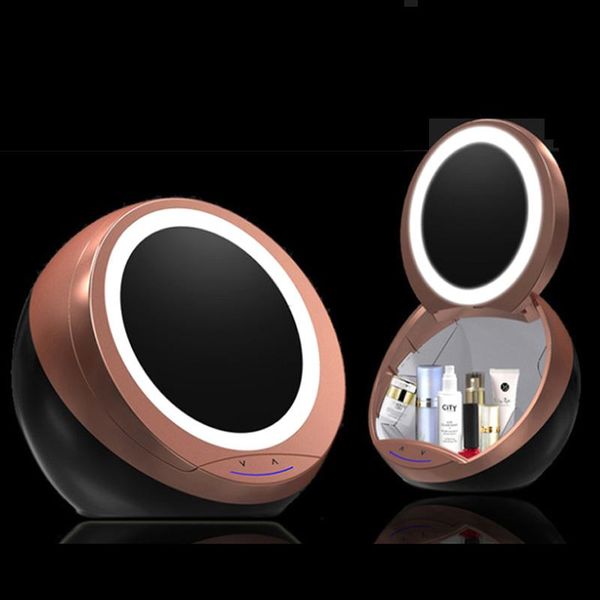

compact mirrors 2021 smart cosmetic storage box lifting led fill light mirror rotating touch dimming