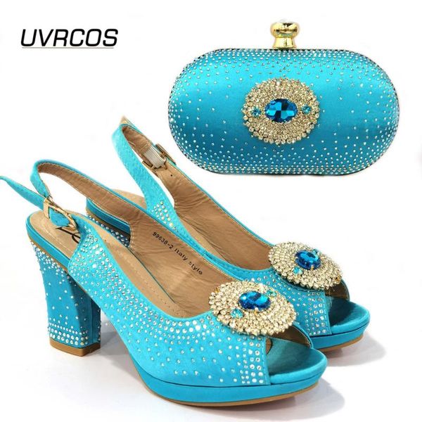 

dress shoes african 2021 arrival italian design nigerian fashion style selling sky blue color ladies and bag set for party, Black