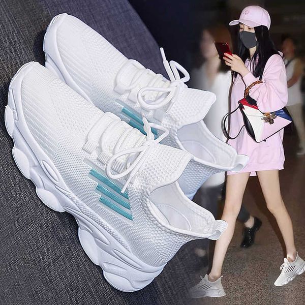 

women's sho 2021 autumn women's shallow mouth casual breathable flying weaving korean fashion sports