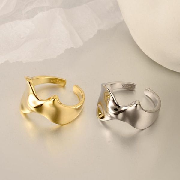 

cluster rings silvology 925 sterling silver glossy irregular originality design fine workmanship for women 2021 est jewelry, Golden;silver