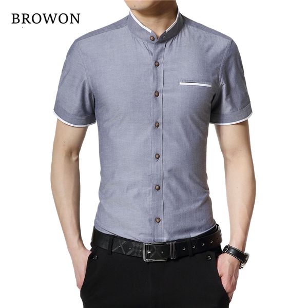 

2021 brand new fashion summer white men short sleeve slim fit stand collar solid color button shirt for man 6yvv, White;black