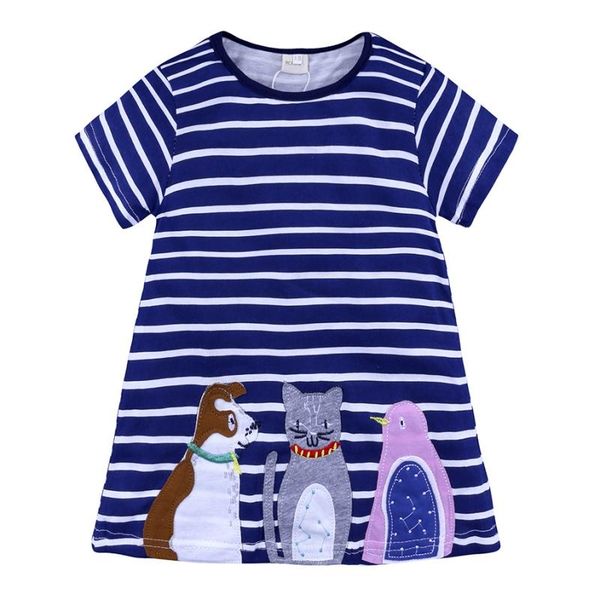 

girl's dresses 0-7t baby girls dress childern summer casual cotton cartoon tunic striped children clothing, Red;yellow