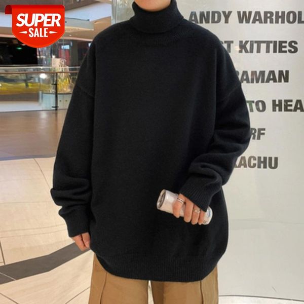 

thick warm sweater men turtleneck sweater men's loose casual pullovers bottoming shirt autumn winter new solid color pullovers #4y3j, White;black