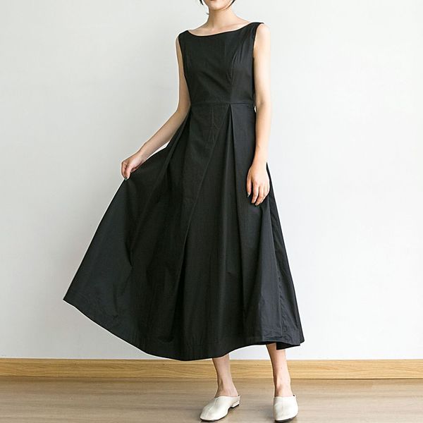 

luxury casual dresses 20ss drs with high waistline, french style and thin dign, Black;gray