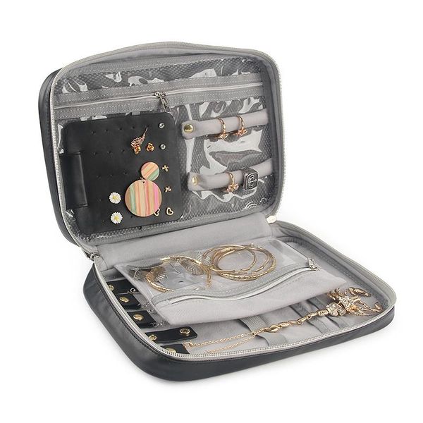 

duffel bags travel jewelry organizer bag women necklace rings earrings bracelet display pouch high capacity pu traveling case