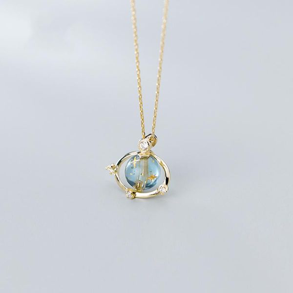 

pendant necklaces bbabydxudzhi 925 sterling silver choker planetary universe eye-catching blue crystal cz necklace fashion women jewelry