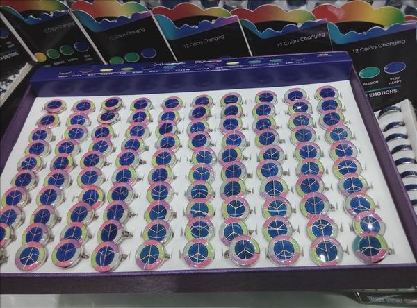 

peace luminous mood ring emotion color changing adjustable rings 100pcs/lot, Silver