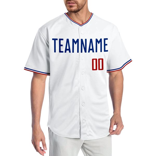 

custom white red-royal authentic baseball jersey, Blue;black