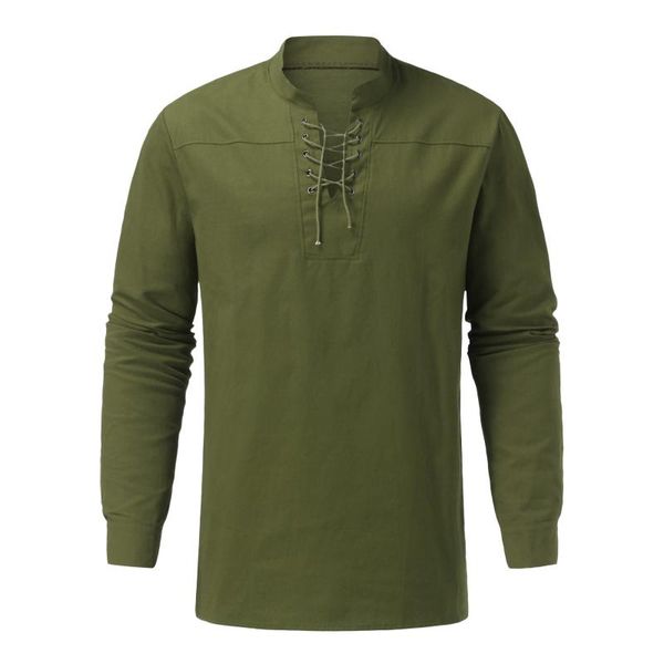 

men's casual shirts solid drawstring stand collar long sleeve button men clothing spring summer daily, White;black