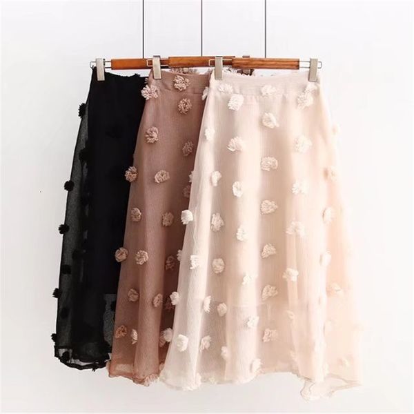 

2021 new women's spring summer vintage skirts party fashion women tulle dot black lolita elastic high waist long pleated skirt spt6