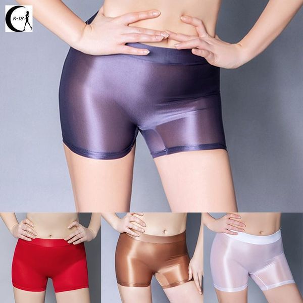 

women's panties women see through underwear stretch oil shiny glossy boxer shorts skirt safety briefs slim lingerie summer, Black;pink