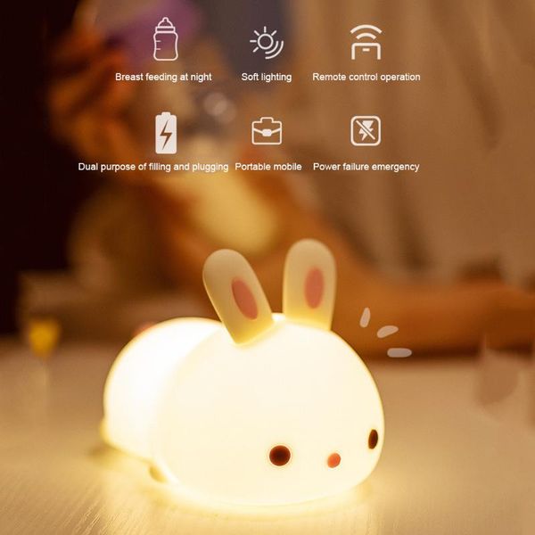 

night lights mini led light 7 colors cartoon animal silicone lamp remote control touch for children kids bedroom