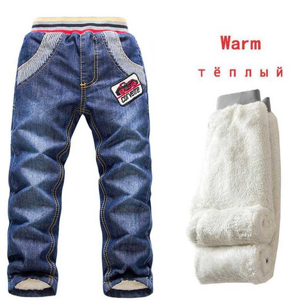 

winter casual denim christmas boys jeans 2-7yrs kids thicken add wool pant outerwear warm trousers black friday bjo8, Blue