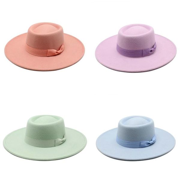 

wide brim hats 9.5cm mens women jazz fedora hat ribbon band belt fascinator felt winter autumn caps formal panama cap, Blue;gray
