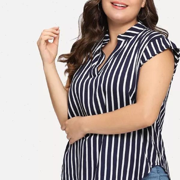 

stripe blouse women ruffles short sleeve plus size oversized v neck shirt summer loose women blouses damskie 2021, White