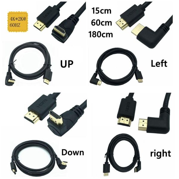 

audio cables & connectors 4k*2k 60hz 2.0 a male to v2.0 up down left right angled 90 degree hd extension cable 2.0v angle