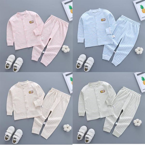 

pajamas kids boys girls pajama sets long sleeves coat with pants born baby autumn sleeping clothes homewear suit, Blue;red