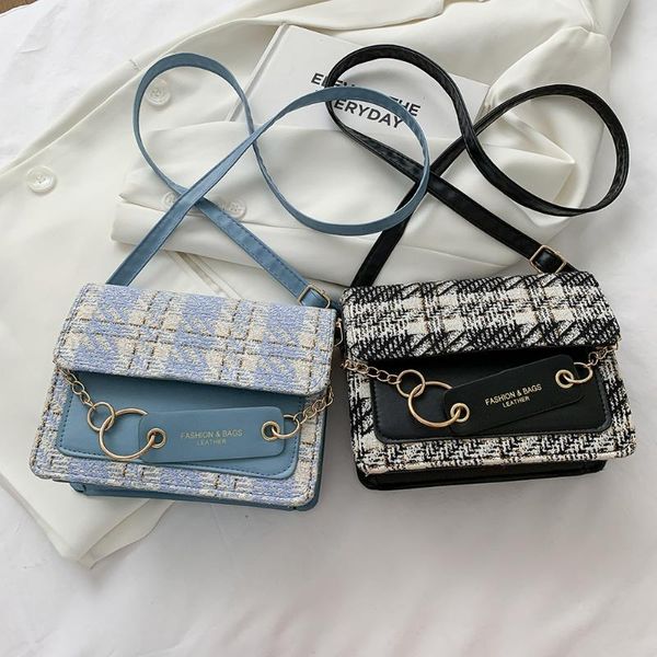 

evening bags simple female contrast color shoulder ladies plaid printing pu leather crossbody fashion small canvas messenger