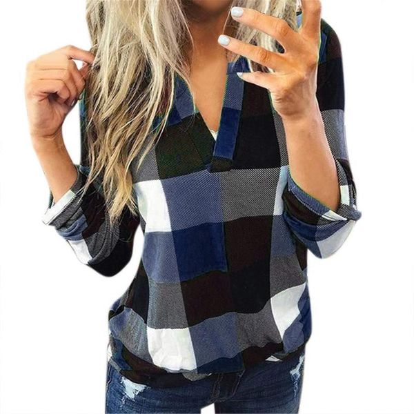 

women's t-shirt fall clothes for women casual cotton long sleeve plaid t-shirts slim ladies blusas mujer de moda 2021, White