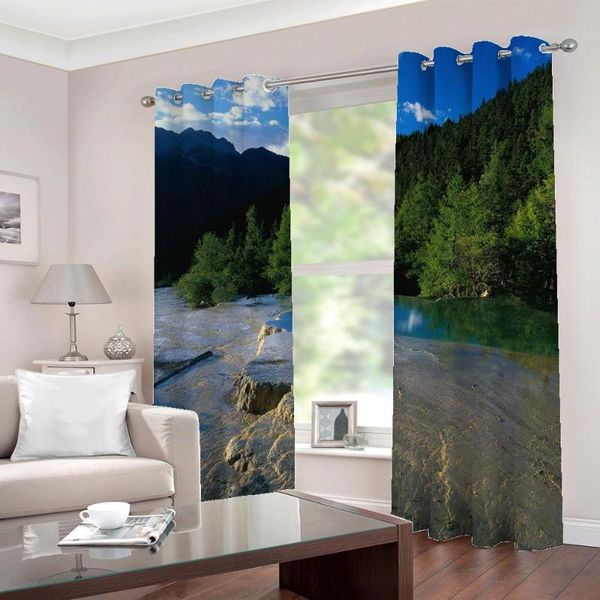 

curtain & drapes modern forest stream water landscape window curtaind for living room bedroom polyester fabric home decor