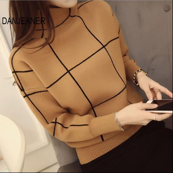 

2021 autumn winter turtleneck sweater thickening knitted pullover women plaid sweater female jumper, White;black