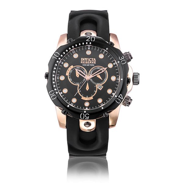 

luxury brand invicta casual fashion mens quartz watch 52mm calendar waterproof large dial, Slivery;brown