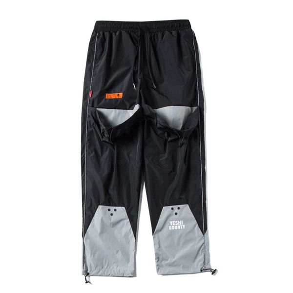 

pants trousers 2021 guochao hip hop big pocket drawstring , chao brand sports men's loose casual trend, binding feet, Black