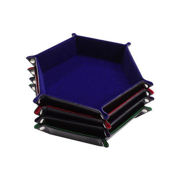 

stuff sacks foldable dice tray box pu leather folding hexagon key storage coin jewelry game for rpg dnd table board games