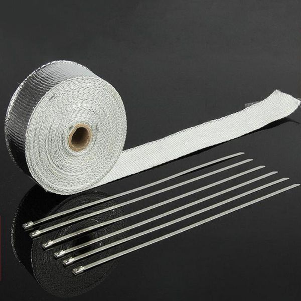 

motorcycle exhaust system 2 inch* 10m aluminum foil fiberglass wrap muffler pipe header heat resistant tape