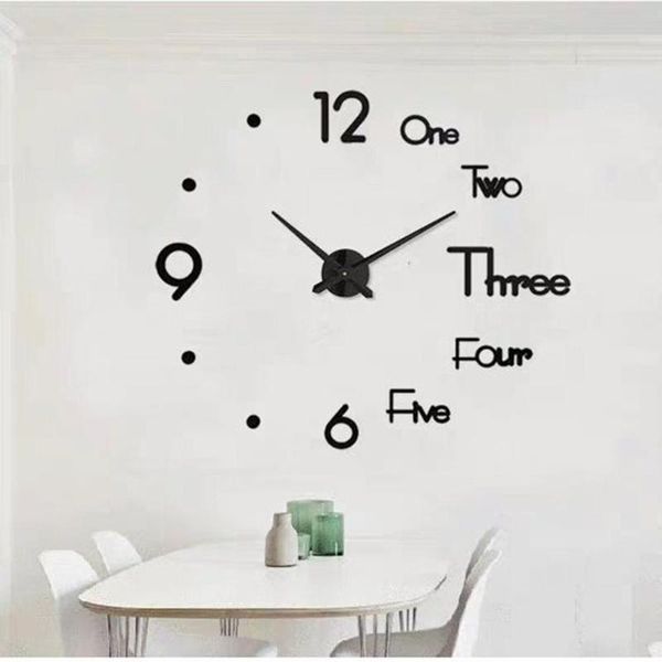 

wall clocks 2021 home decor 3d clock diy large mordern design sticker self-adhesive acrylic mirror nordic art quartz