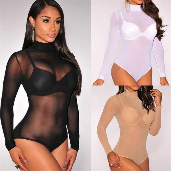 

bodysuit bodycon leotard women jumpsuit blouse playsuit long sleeve, Black;white